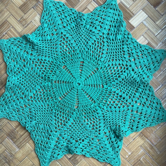 Three vintage handmade doilies, green and multicolor - Picture 5 of 12